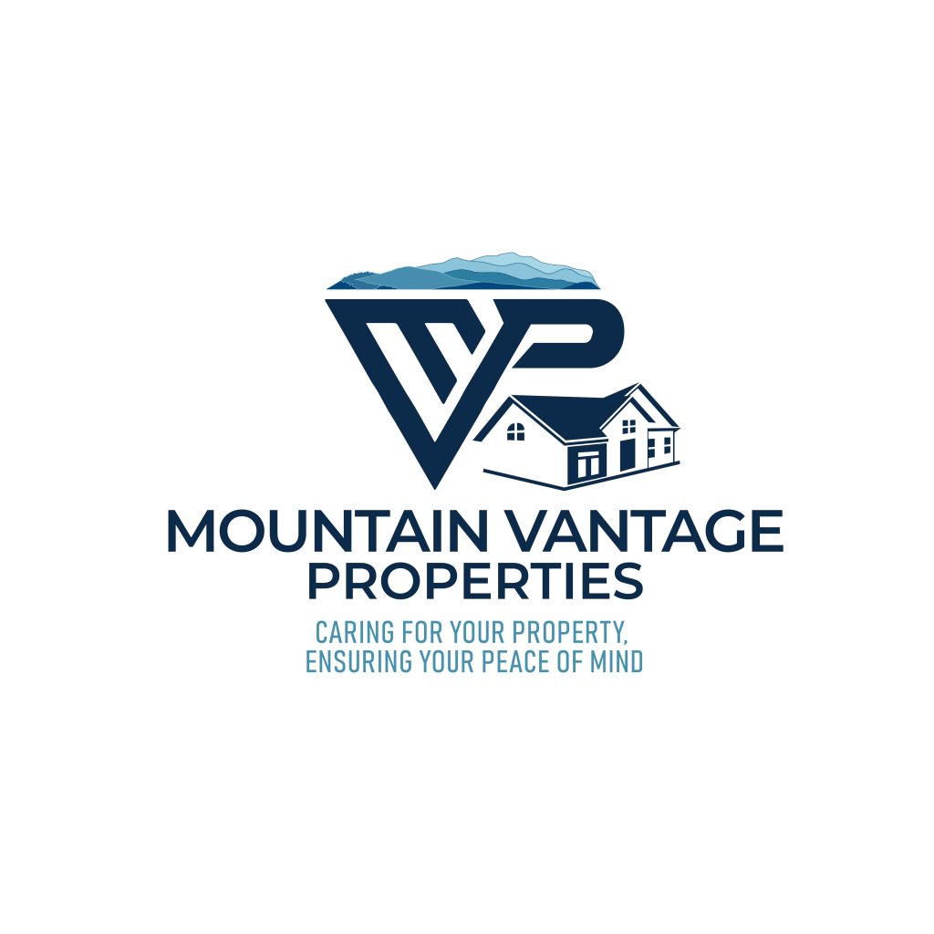 Mountain Vantage Properties logo combining mountain, house, and initials for Asheville real estate SEO benefits.